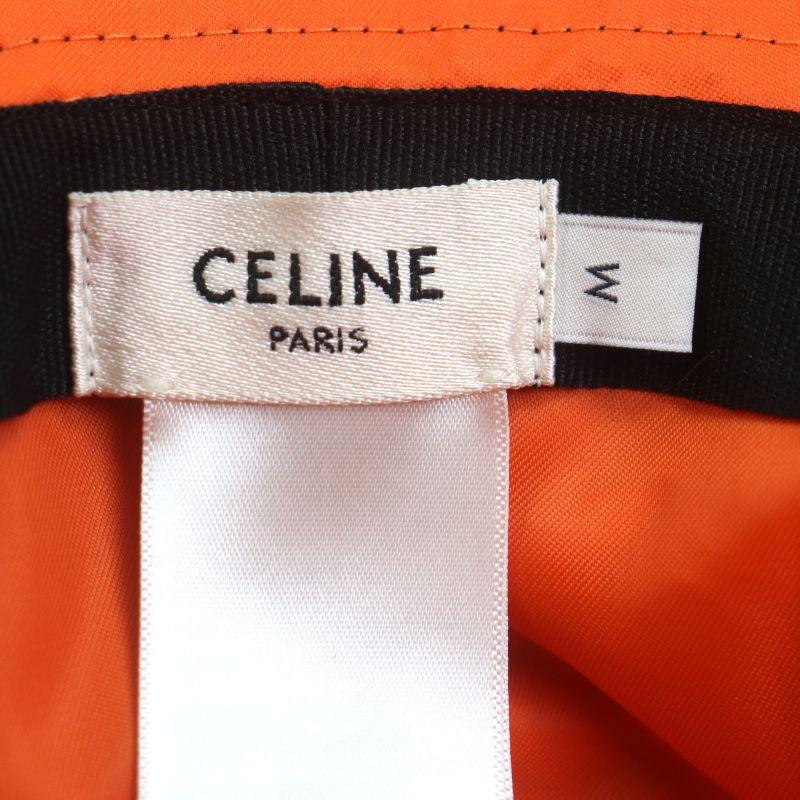 Celine 2aub0930c Logo-printed Quilted Cotton Hat Black Orange M Made In France