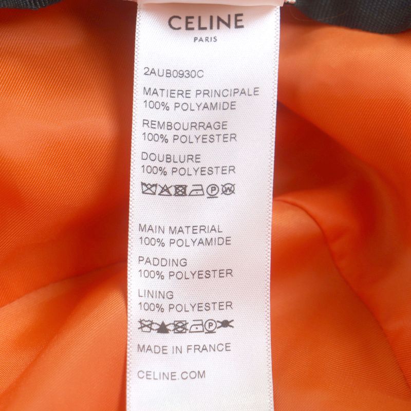 Celine 2aub0930c Logo-printed Quilted Cotton Hat Black Orange M Made In France
