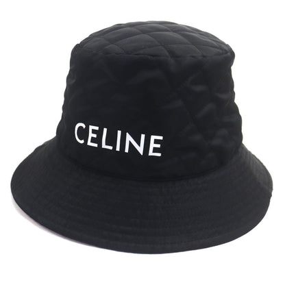 Celine 2aub0930c Logo-printed Quilted Cotton Hat Black Orange M Made In France