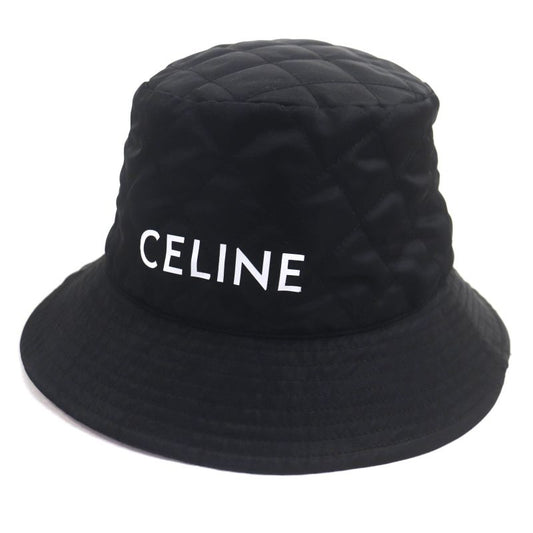Celine 2aub0930c Logo-printed Quilted Cotton Hat Black Orange M Made In France