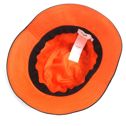 Celine 2aub0930c Logo-printed Quilted Cotton Hat Black Orange M Made In France