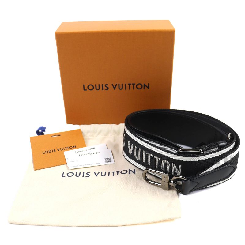 Louis Vuitton J02496 Canvas Leather Logo Shoulder Strap Current Black White