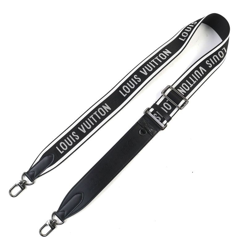 Louis Vuitton J02496 Canvas Leather Logo Shoulder Strap Current Black White