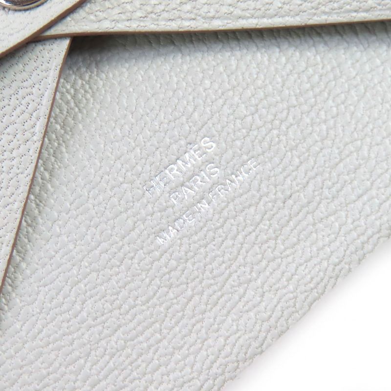 Hermes Calvi Duo Chevre Mizor Griper Silver Hardware Coin Case Engraved W With