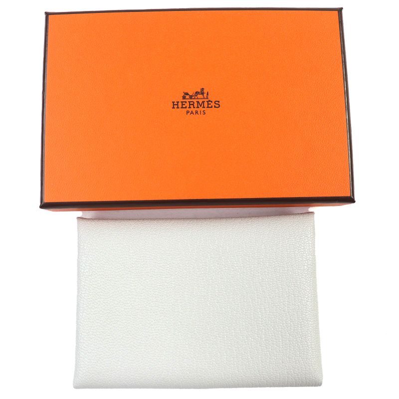 Hermes Calvi Duo Chevre Mizor Griper Silver Hardware Coin Case Engraved W With