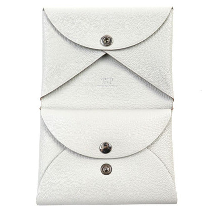 Hermes Calvi Duo Chevre Mizor Griper Silver Hardware Coin Case Engraved W With