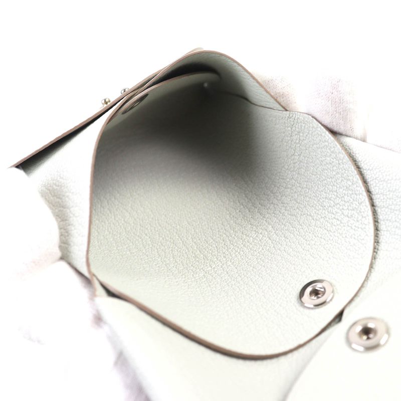 Hermes Calvi Duo Chevre Mizor Griper Silver Hardware Coin Case Engraved W With