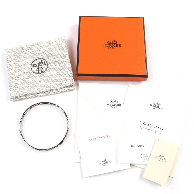 Hermes 2022 Fo0232 Extrafan Metal Enamel Bracelet Bangle Silver White Multicolor