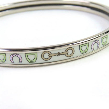 Hermes 2022 Fo0232 Extrafan Metal Enamel Bracelet Bangle Silver White Multicolor