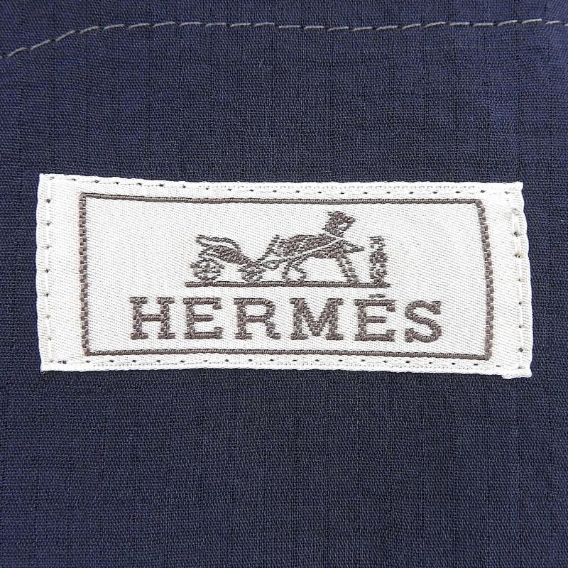 Hermes 25SS 100% Cotton Marine Double Zip Serie Button Hooded Jacket Blouson