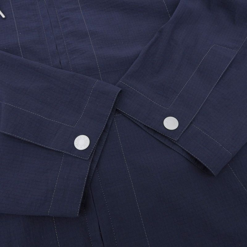 Hermes 25SS 100% Cotton Marine Double Zip Serie Button Hooded Jacket Blouson