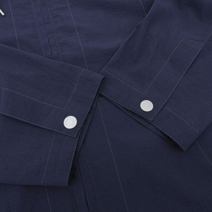 Hermes 25SS 100% Cotton Marine Double Zip Serie Button Hooded Jacket Blouson