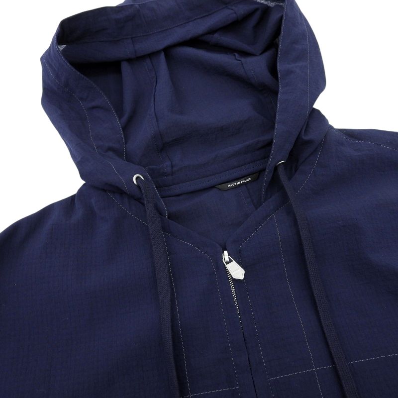 Hermes 25SS 100% Cotton Marine Double Zip Serie Button Hooded Jacket Blouson