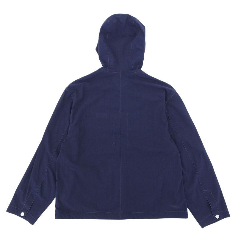 Hermes 25SS 100% Cotton Marine Double Zip Serie Button Hooded Jacket Blouson