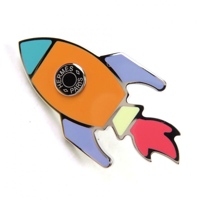 Hermes Space H Space Ash Silver Hardware Crudo Cell Pin Brooch Multicolor With