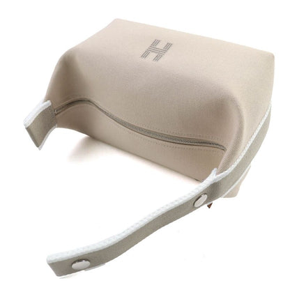 Hermes Brid A Black PM Cotton 100% Natural Silver Hardware H Logo Handbag Pouch