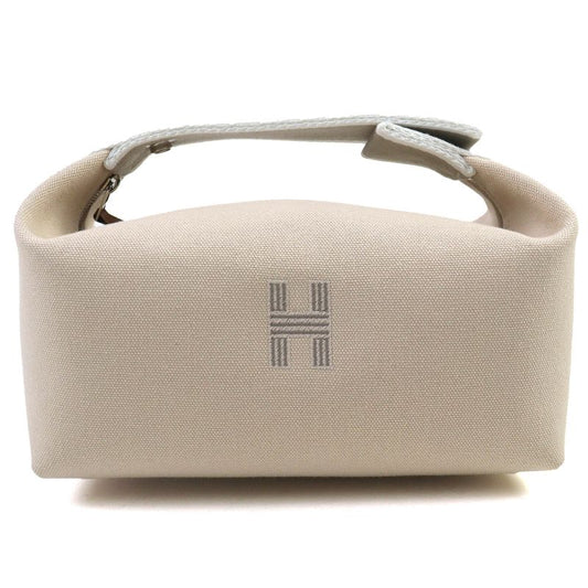 Hermes Brid A Black PM Cotton 100% Natural Silver Hardware H Logo Handbag Pouch