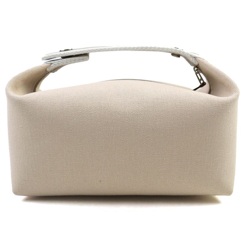 Hermes Brid A Black PM Cotton 100% Natural Silver Hardware H Logo Handbag Pouch