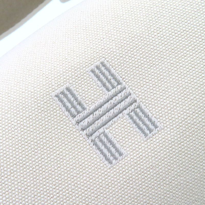 Hermes Brid A Black PM Cotton 100% Natural Silver Hardware H Logo Handbag Pouch