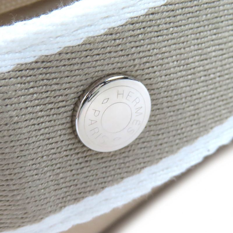 Hermes Brid A Black PM Cotton 100% Natural Silver Hardware H Logo Handbag Pouch