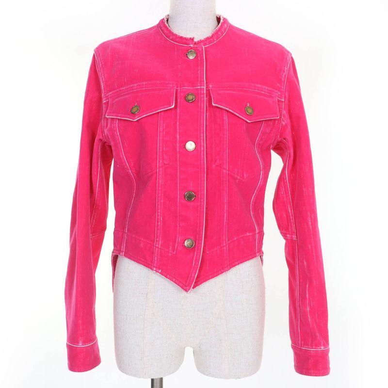 Louis Vuitton 2022 Gold Logo Button Monogram Jacket Pink 34 With Hanger And