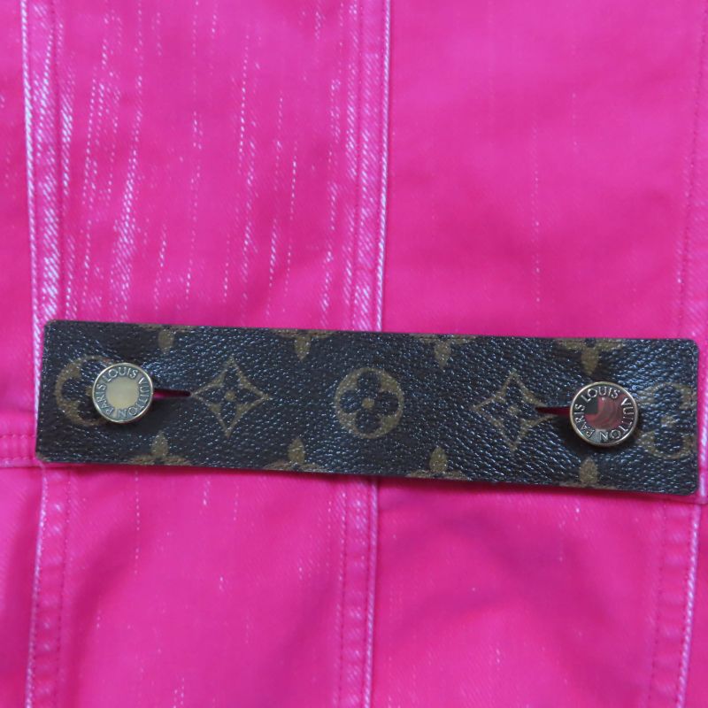 Louis Vuitton 2022 Gold Logo Button Monogram Jacket Pink 34 With Hanger And