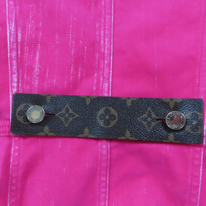 Louis Vuitton 2022 Gold Logo Button Monogram Jacket Pink 34 With Hanger And