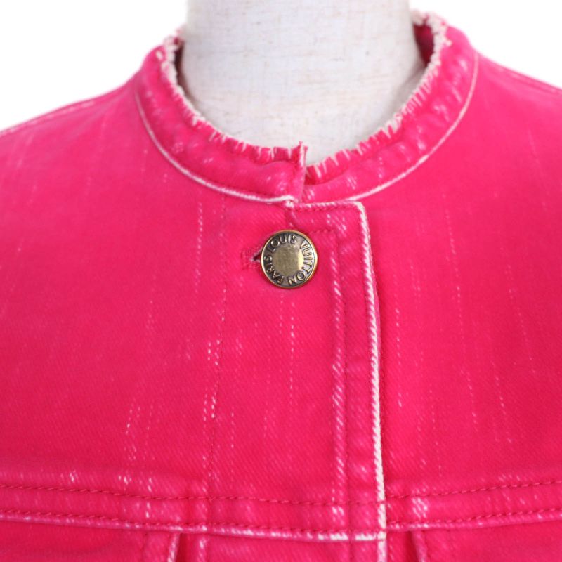 Louis Vuitton 2022 Gold Logo Button Monogram Jacket Pink 34 With Hanger And