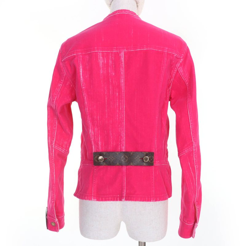Louis Vuitton 2022 Gold Logo Button Monogram Jacket Pink 34 With Hanger And
