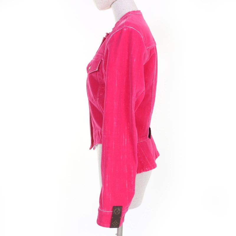 Louis Vuitton 2022 Gold Logo Button Monogram Jacket Pink 34 With Hanger And