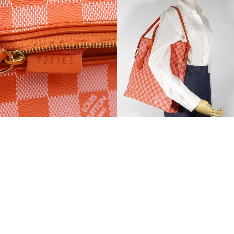 Louis Vuitton Mobil Tote Bag 2WAY Shoulder N41304 Damier Canvas Pimon Orange