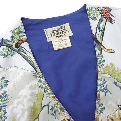 Hermes Vintage 100% Silk Very Rare Sichuan Animal Print Gilet