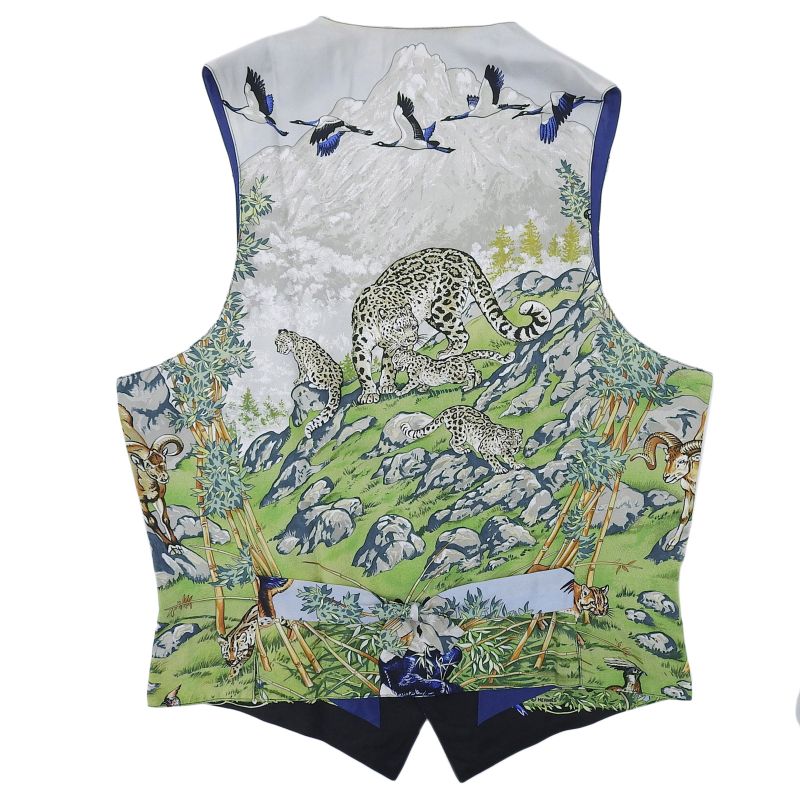 Hermes Vintage 100% Silk Very Rare Sichuan Animal Print Gilet