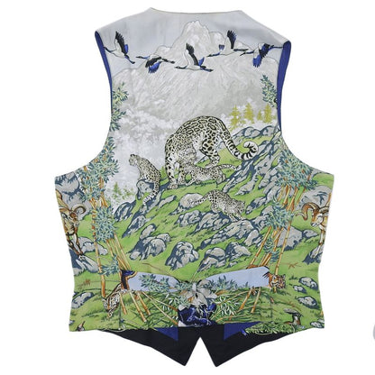 Hermes Vintage 100% Silk Very Rare Sichuan Animal Print Gilet