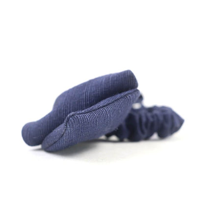 CHANEL Fabric Ribbon Chouche With Coco Mark Hardware Hair Accessory Navy