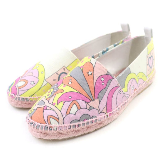 Hermes 191063z Logo All-over Espadrilles Slip-on Multi 35 With Box And Storage