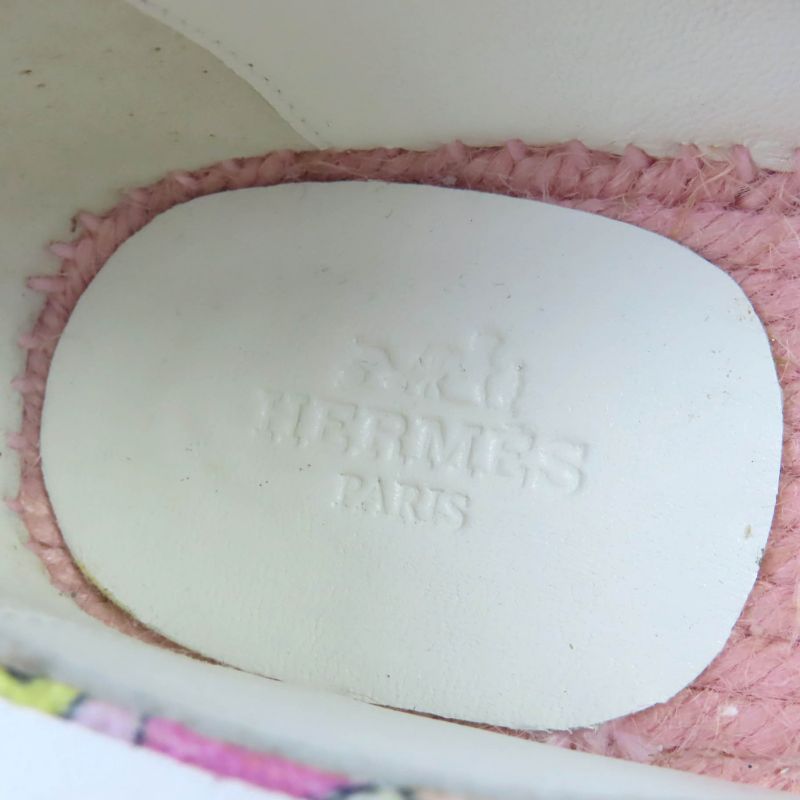 Hermes 191063z Logo All-over Espadrilles Slip-on Multi 35 With Box And Storage