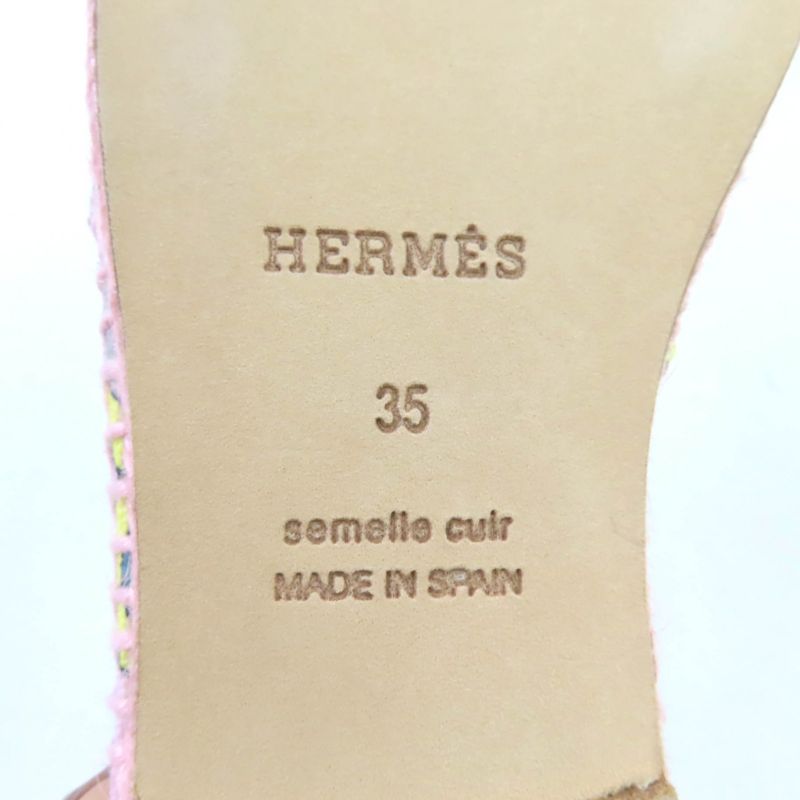 Hermes 191063z Logo All-over Espadrilles Slip-on Multi 35 With Box And Storage