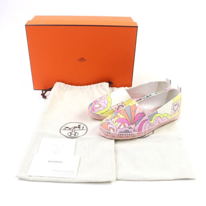 Hermes 191063z Logo All-over Espadrilles Slip-on Multi 35 With Box And Storage
