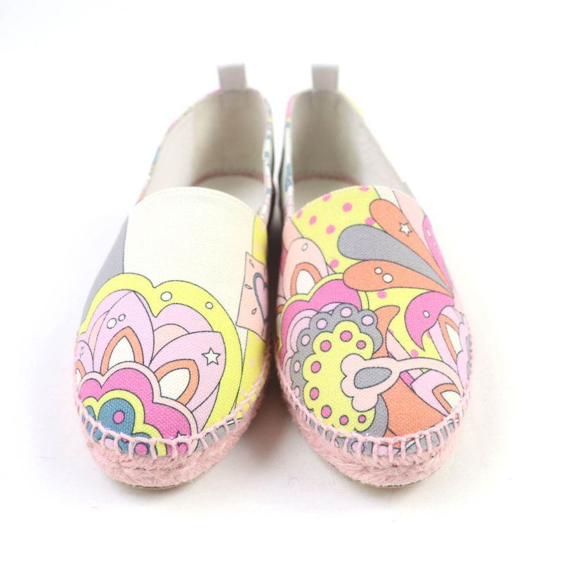 Hermes 191063z Logo All-over Espadrilles Slip-on Multi 35 With Box And Storage