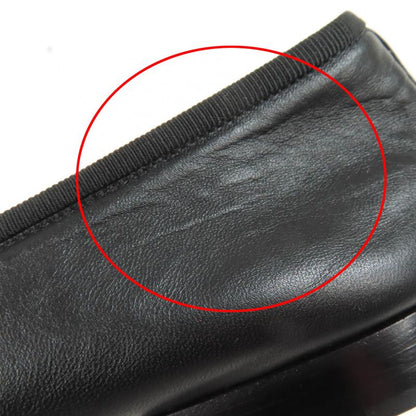 CHANEL G02819 Coco Mark Ballerina Leather Flat Pumps Ballet Shoes Black 37.5