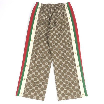 Gucci 671496 Interlocking G All-over Patterned Webline Track Pants Jersey Brown