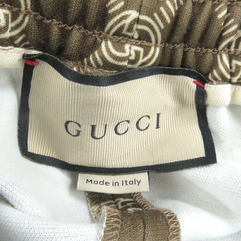 Gucci 671496 Interlocking G All-over Patterned Webline Track Pants Jersey Brown