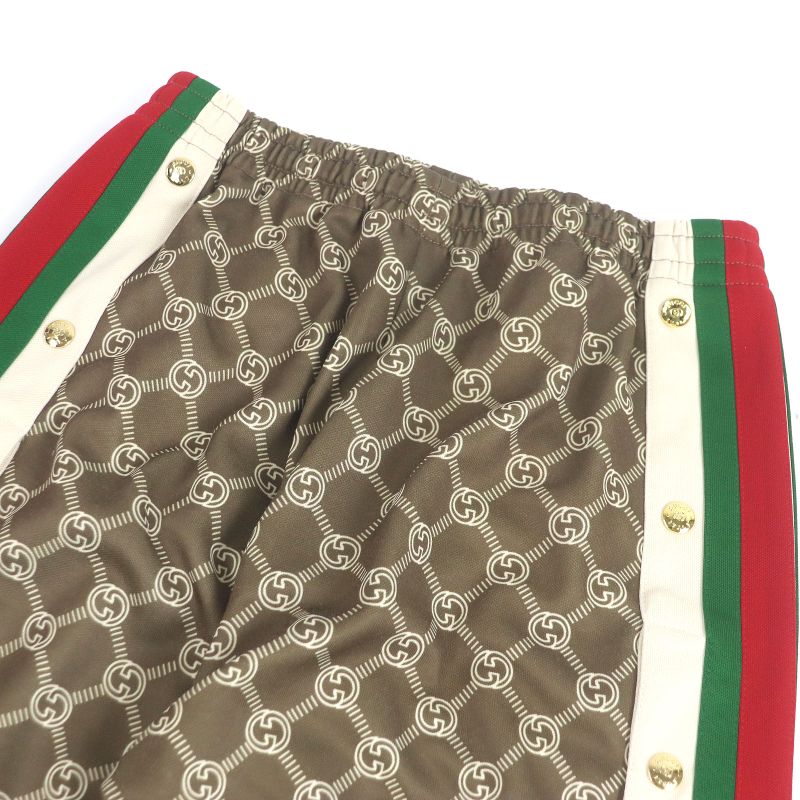 Gucci 671496 Interlocking G All-over Patterned Webline Track Pants Jersey Brown