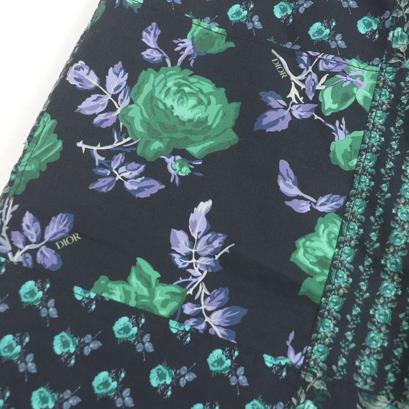 DIOR Homme 22AW 293c170a5680 100% Cotton Roses Total Pattern Half-pants Black
