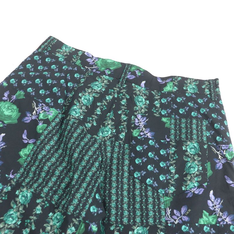 DIOR Homme 22AW 293c170a5680 100% Cotton Roses Total Pattern Half-pants Black