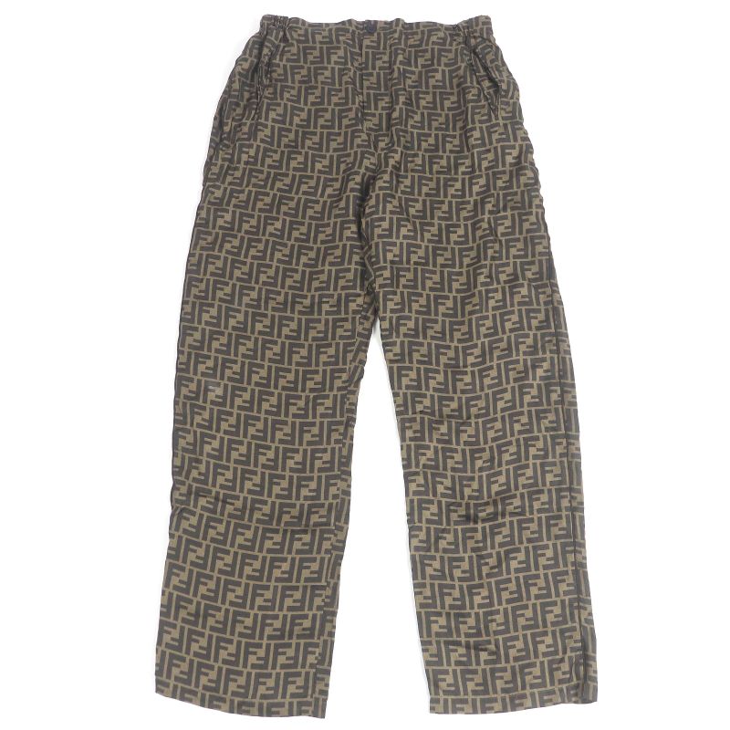 Fendi 2022 Fb0416 100% Silk FF Logo Zucca Total Pattern Easy Pants Pajama Pants