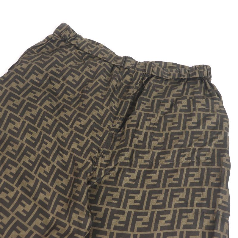 Fendi 2022 Fb0416 100% Silk FF Logo Zucca Total Pattern Easy Pants Pajama Pants