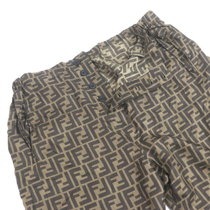 Fendi 2022 Fb0416 100% Silk FF Logo Zucca Total Pattern Easy Pants Pajama Pants