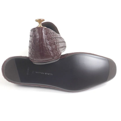 Bottega Veneta Leather Intrecciato Slip-on Loafer Bordeaux 44